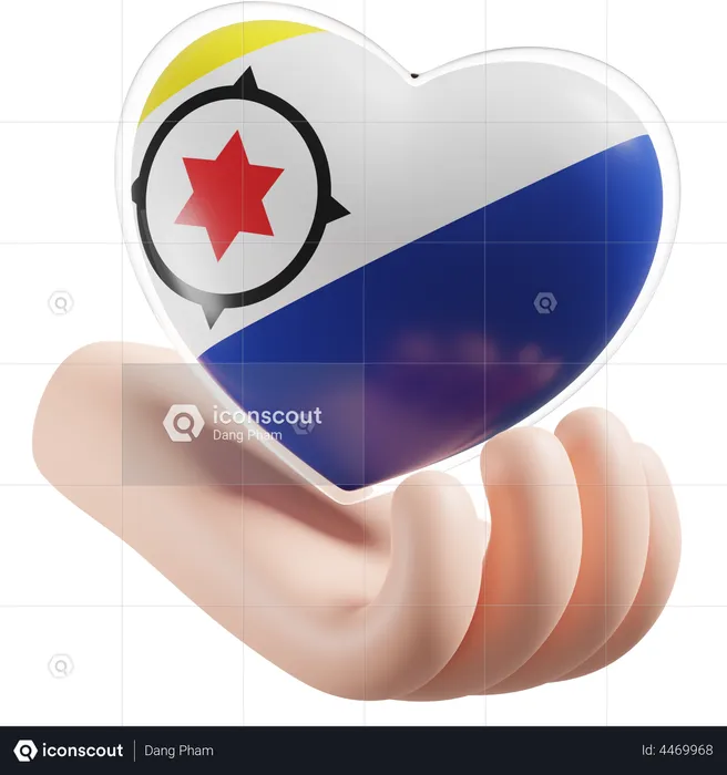 Heart Hand Care Flag Of Bonaire Flag 3D Icon