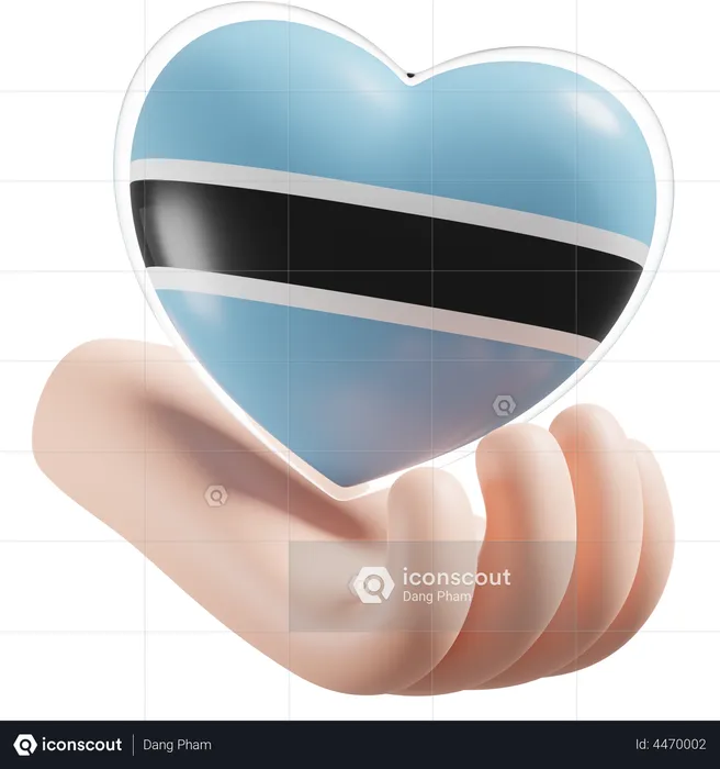 Heart Hand Care Flag Of Botswana Flag 3D Icon
