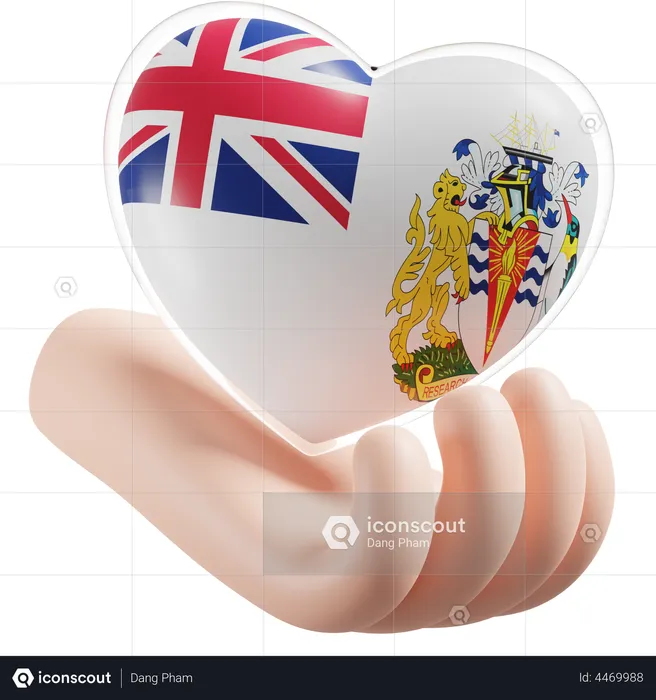 Heart Hand Care Flag Of British Antarctic Territory Flag 3D Icon