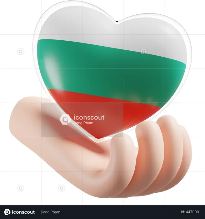Heart Hand Care Flag Of Bulgaria Flag 3D Icon