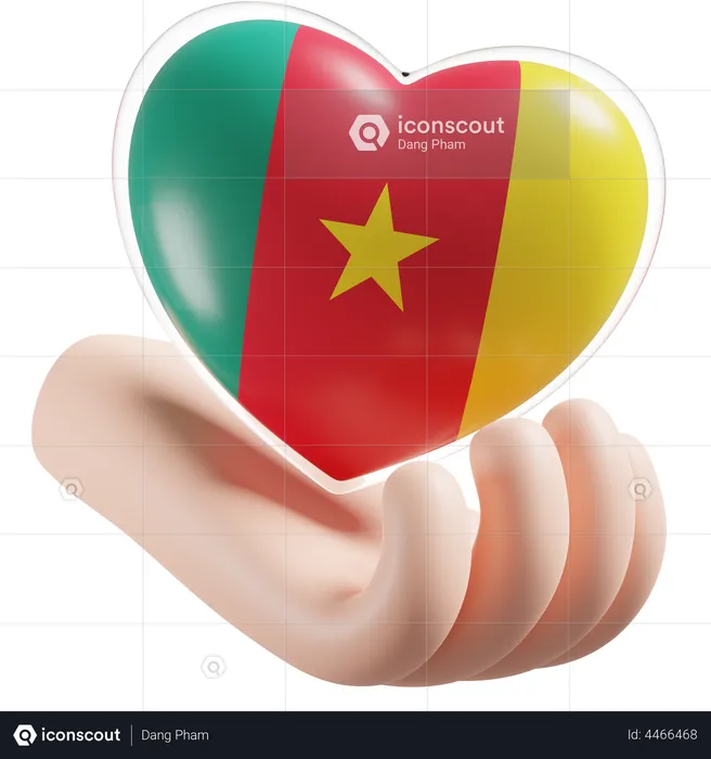 Heart Hand Care Flag Of Cameroon Flag 3D Icon