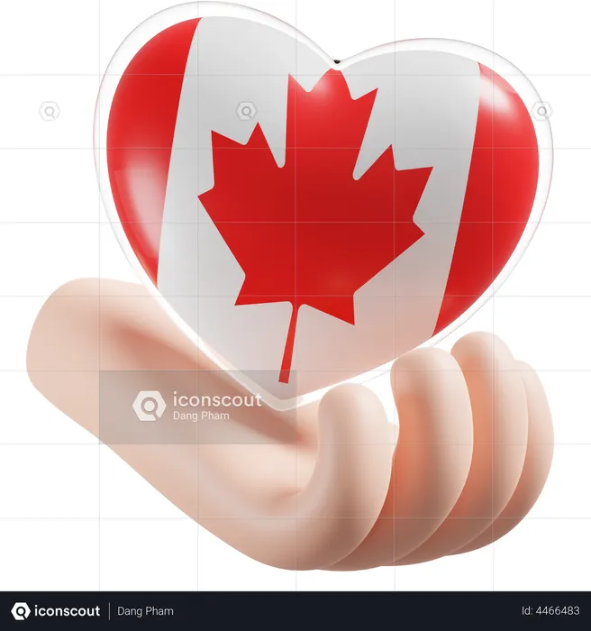 Heart Hand Care Flag Of Canada Flag 3D Icon