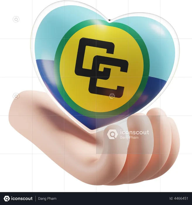 Heart Hand Care Flag Of Caribbean Community Flag 3D Icon