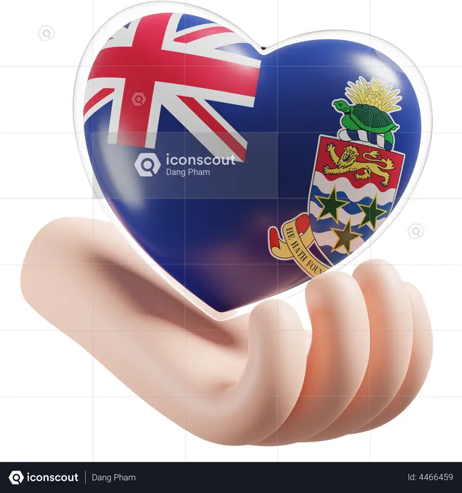 Heart Hand Care Flag Of Cayman Islands Flag 3D Icon