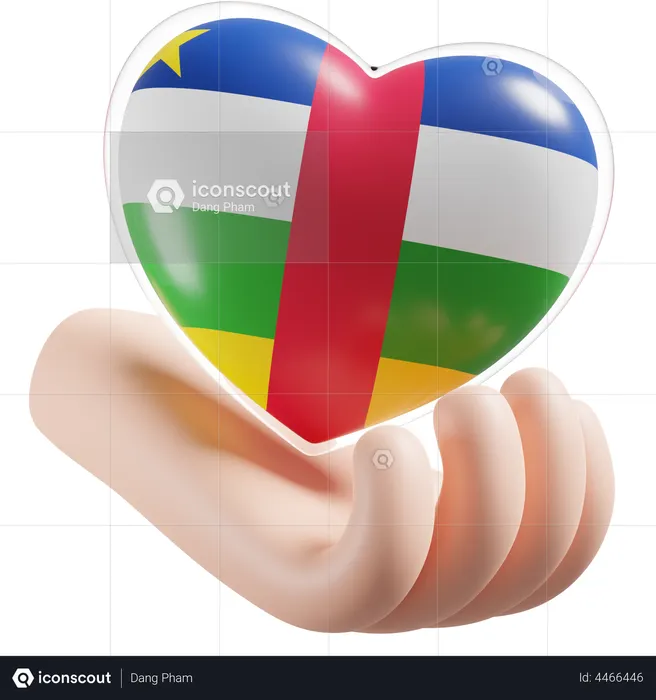 Heart Hand Care Flag Of Central African Republic Flag 3D Icon