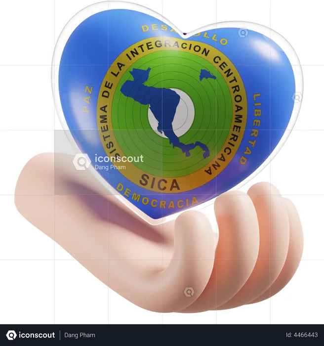 Heart Hand Care Flag Of Central American Integration System Flag 3D Icon