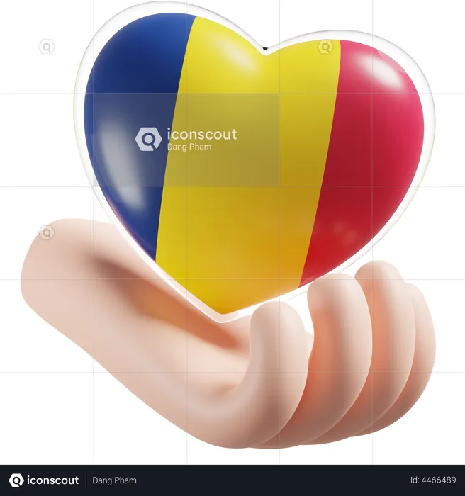 Heart Hand Care Flag Of Chad Flag 3D Icon