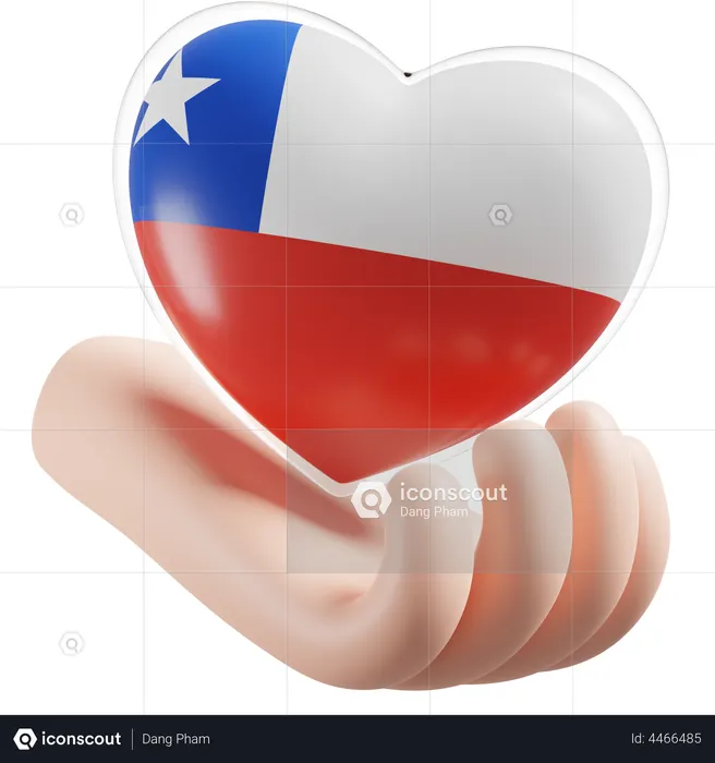 Heart Hand Care Flag Of Chile Flag 3D Icon