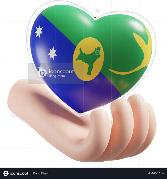 Heart Hand Care Flag Of Christmas Island Flag 3D Icon