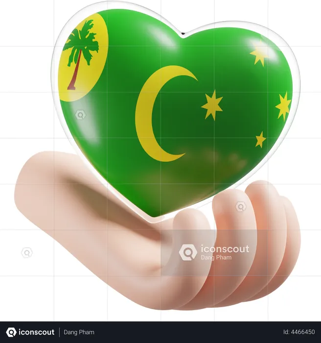 Heart Hand Care Flag Of Cocos Keeling Islands Flag 3D Icon