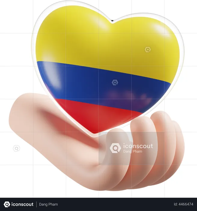 Heart Hand Care Flag Of Colombia Flag 3D Icon