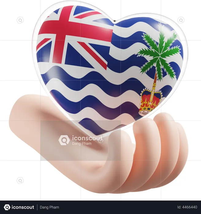 Heart Hand Care Flag Of Commissioner of British Indian Ocean Territory Flag 3D Icon