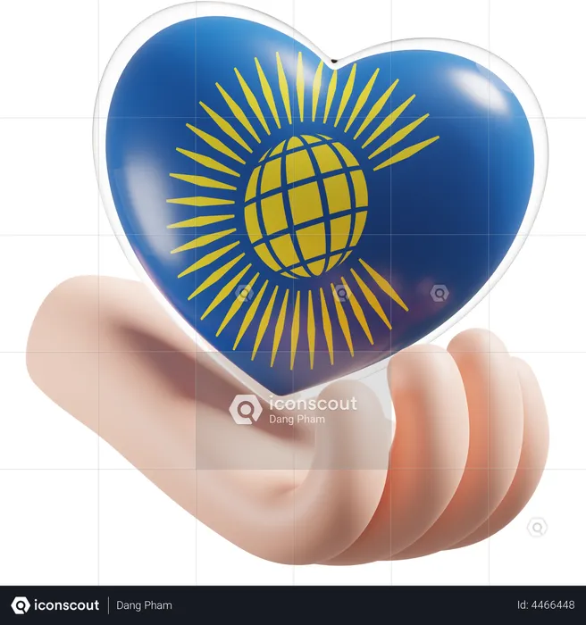 Heart Hand Care Flag Of Commonwealth of Nations Flag 3D Icon