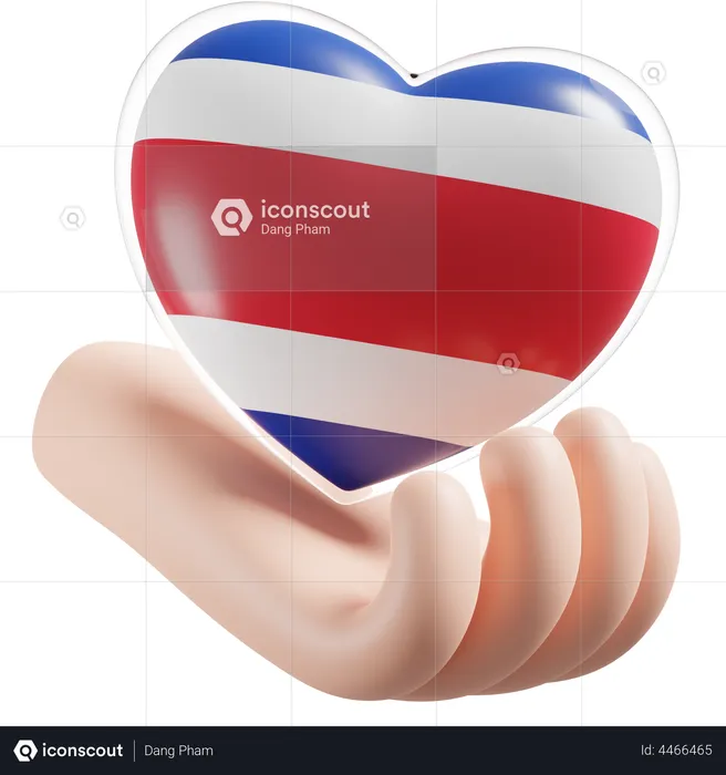 Heart Hand Care Flag Of Costa Rica Flag 3D Icon
