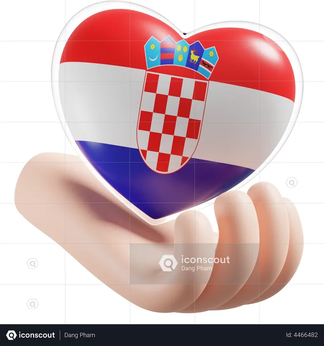 Heart Hand Care Flag Of Croatia Flag 3D Icon