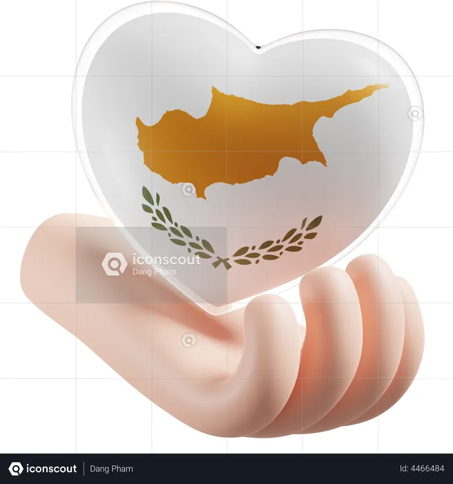 Heart Hand Care Flag Of Cyprus Flag 3D Icon