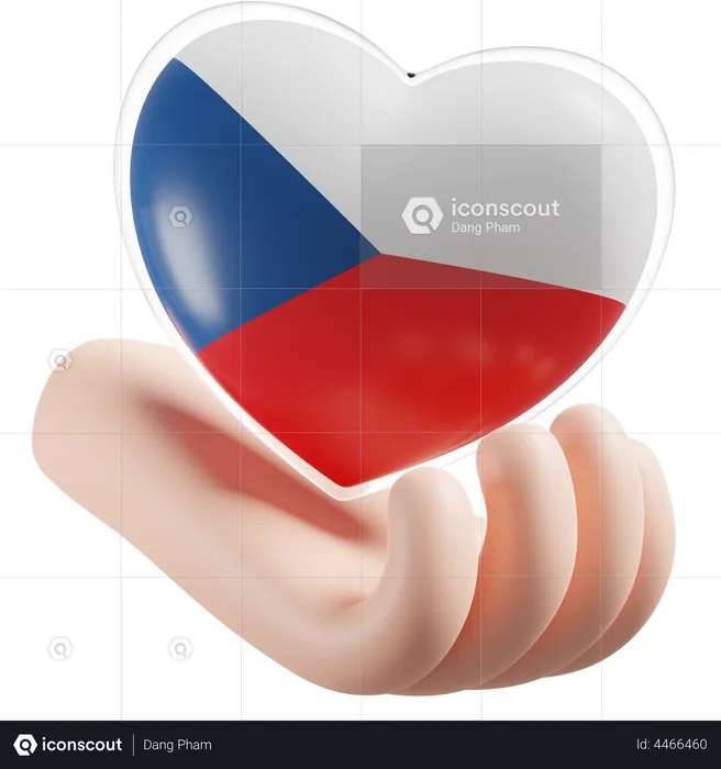 Heart Hand Care Flag Of Czech Republic Flag 3D Icon