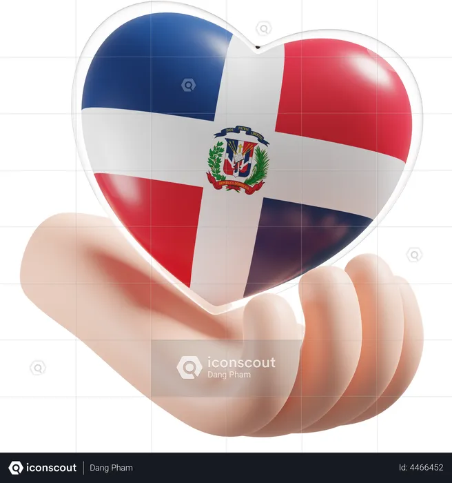 Heart Hand Care Flag Of Dominican Republic Flag 3D Icon