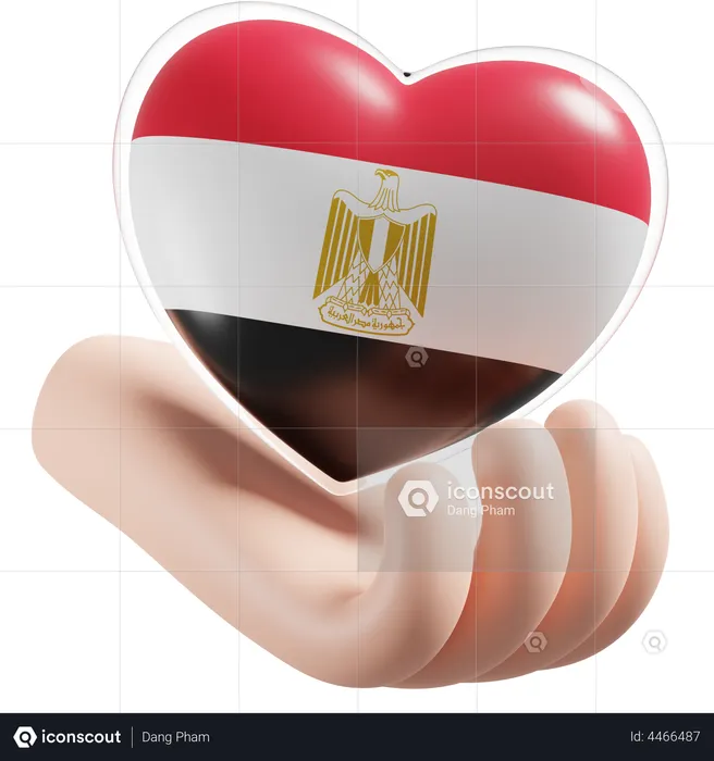 Heart Hand Care Flag Of Egypt Flag 3D Icon