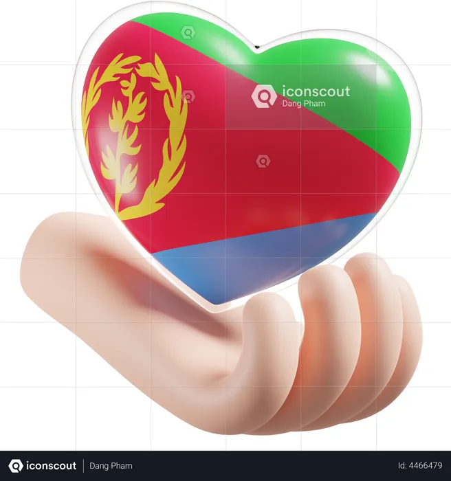 Heart Hand Care Flag Of Eritrea Flag 3D Icon