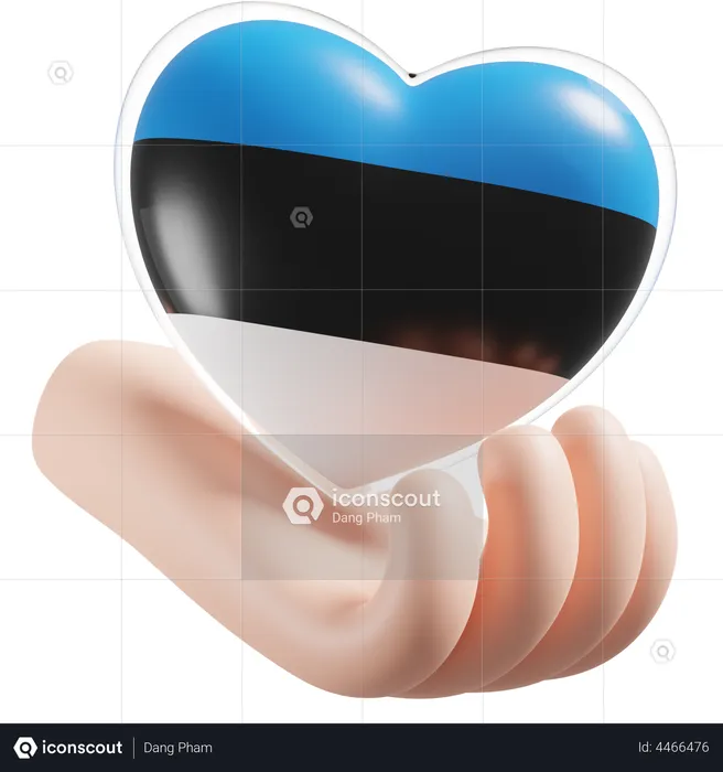 Heart Hand Care Flag Of Estonia Flag 3D Icon