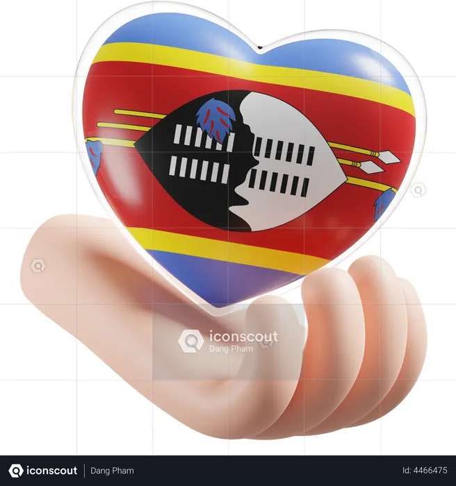 Heart Hand Care Flag Of Eswatini Flag 3D Icon