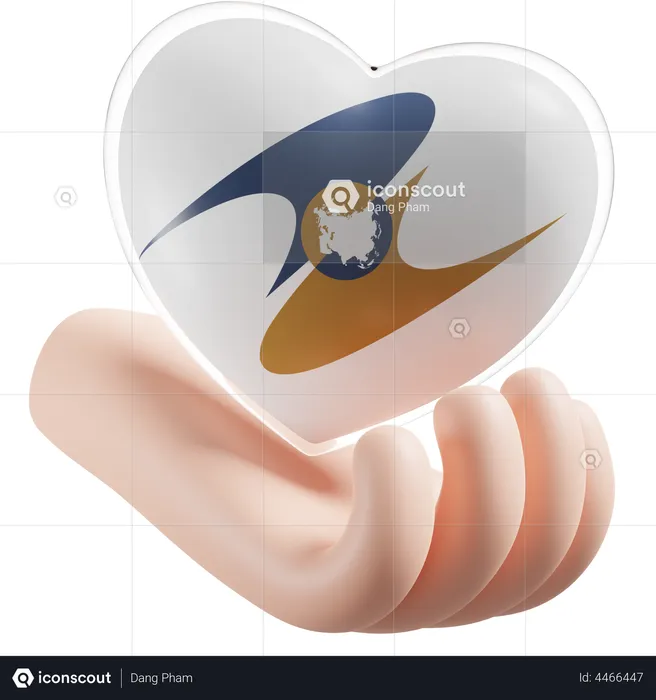 Heart Hand Care Flag Of Eurasian Economic Union Flag 3D Icon