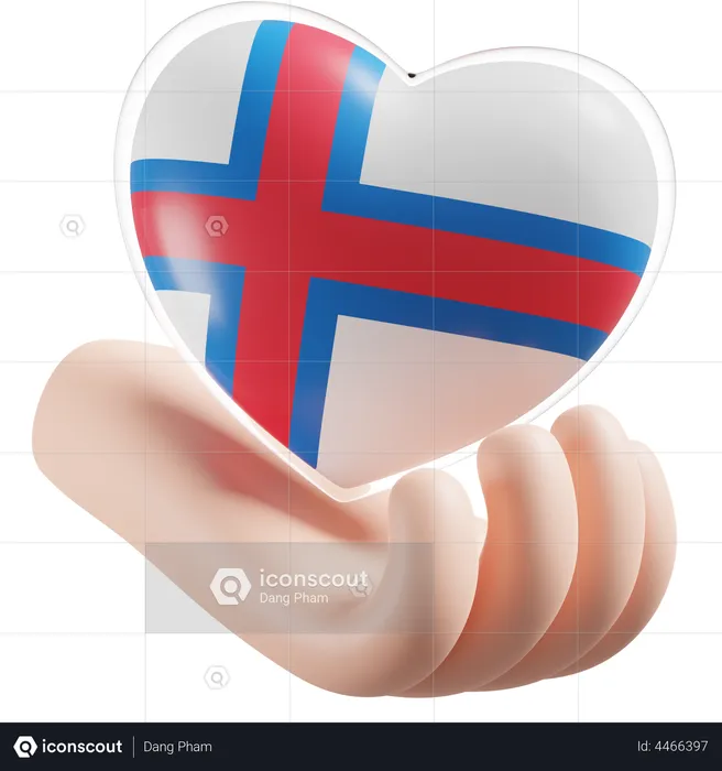 Heart Hand Care Flag Of Faroe Islands Flag 3D Icon