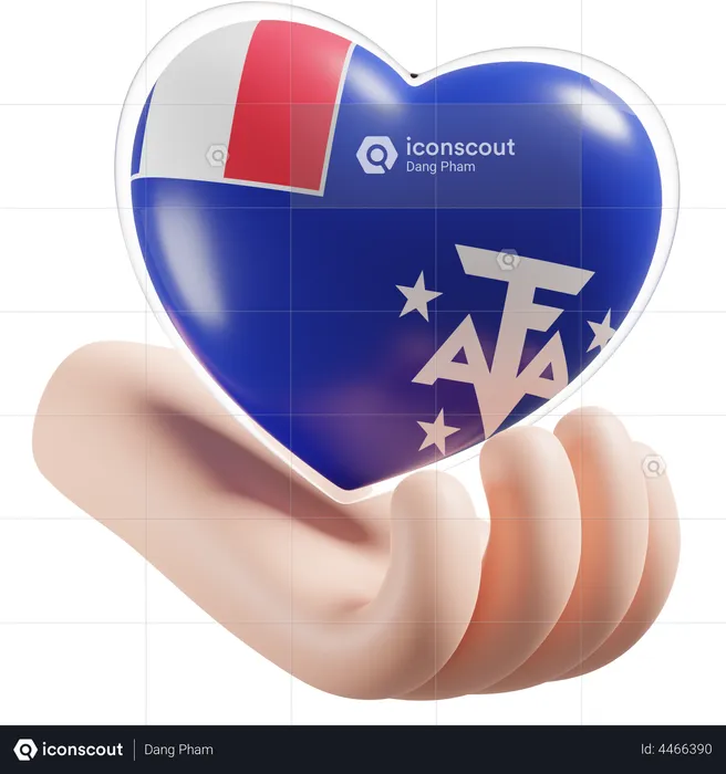Heart Hand Care Flag Of French Southern and Antarctic Lands Flag 3D Icon