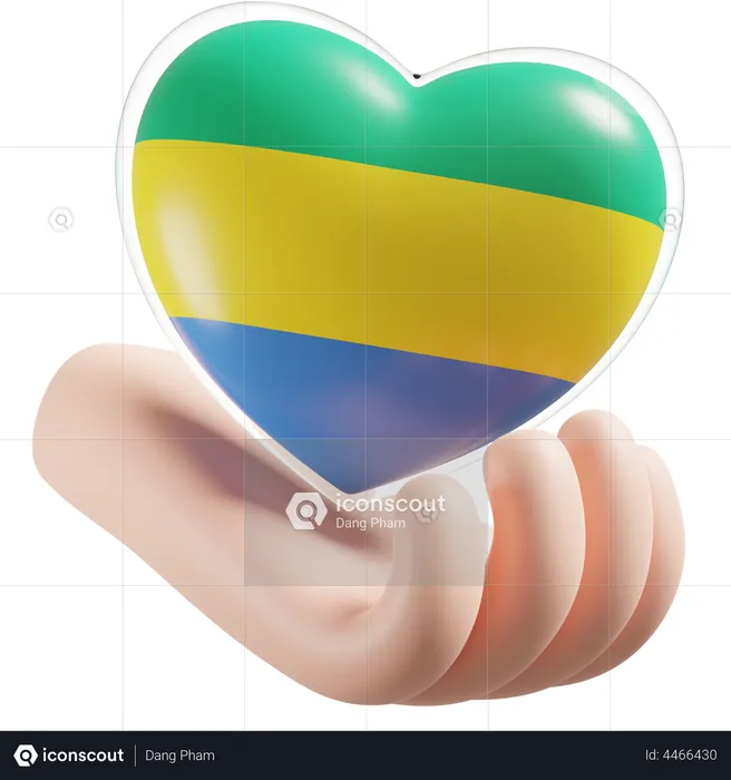 Heart Hand Care Flag Of Gabon Flag 3D Icon