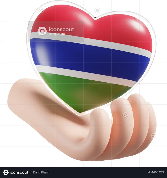 Heart Hand Care Flag Of Gambia Flag 3D Icon