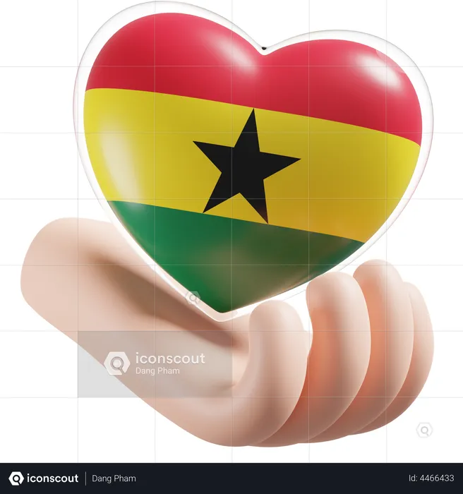 Heart Hand Care Flag Of Ghana Flag 3D Icon