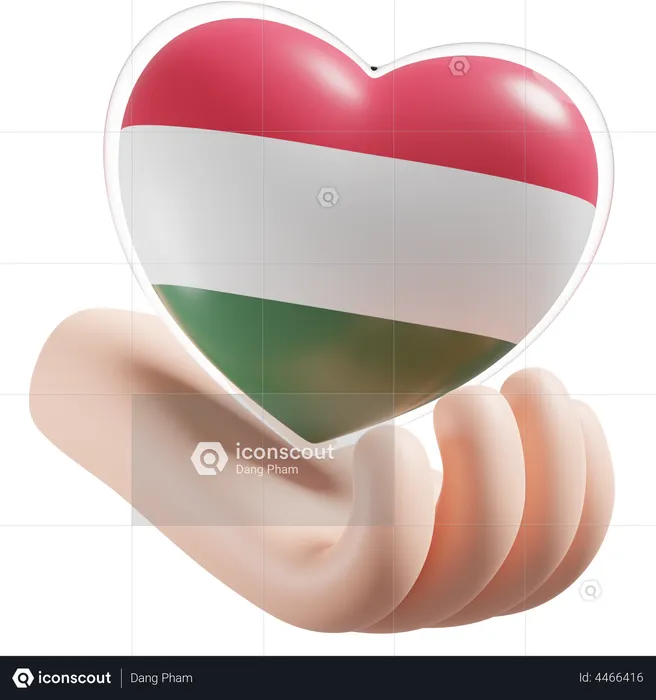 Heart Hand Care Flag Of Hungary Flag 3D Icon