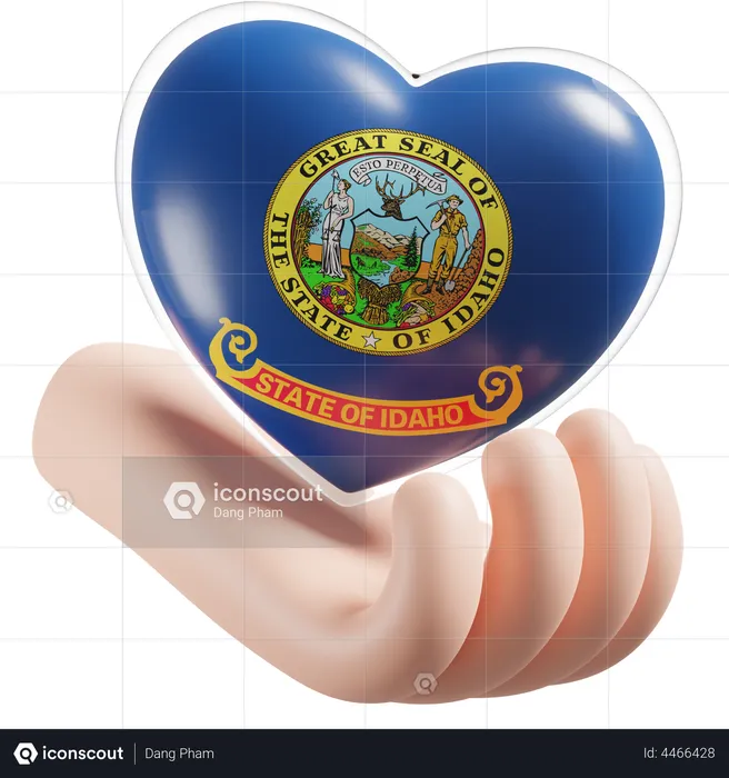 Heart Hand Care Flag Of Idaho Flag 3D Icon