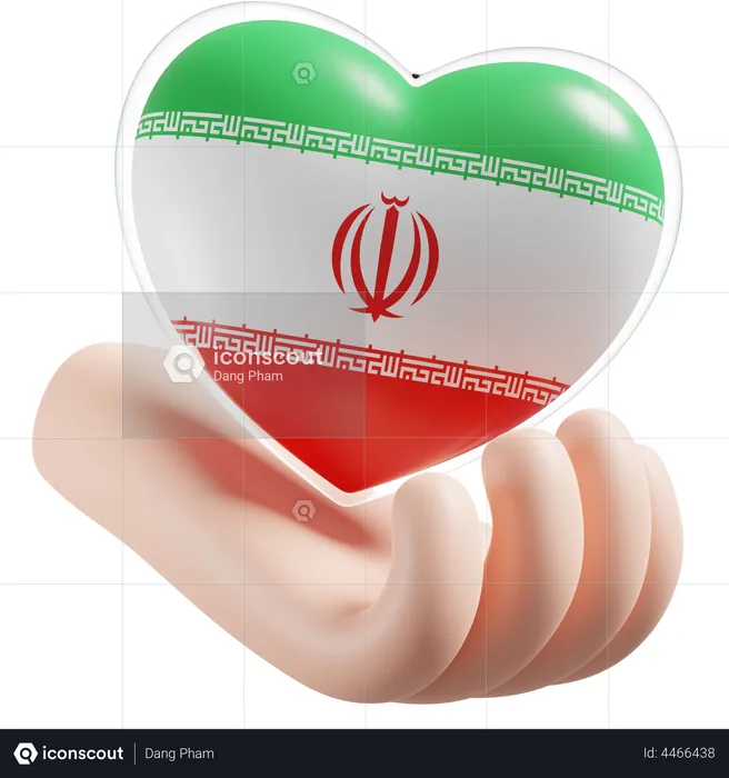 Heart Hand Care Flag Of Iran Flag 3D Icon