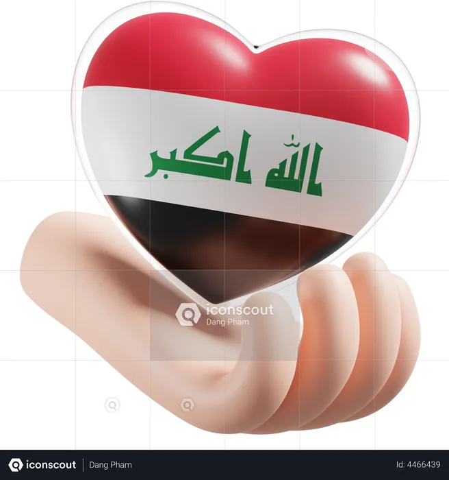 Heart Hand Care Flag Of Iraq Flag 3D Icon