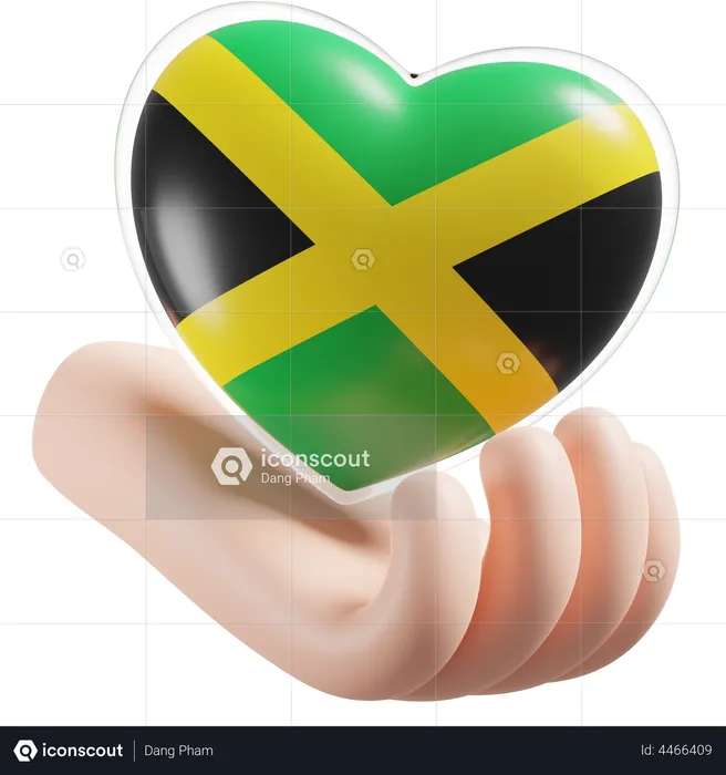 Heart Hand Care Flag Of Jamaica Flag 3D Icon