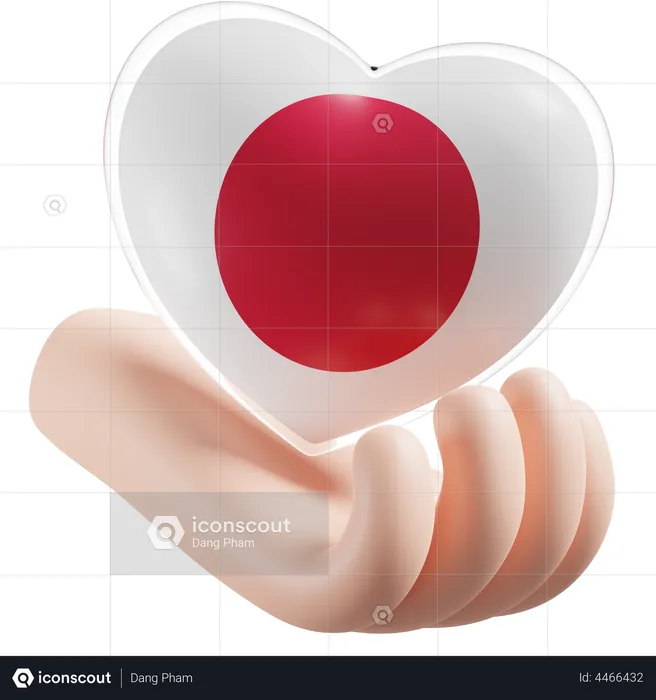 Heart Hand Care Flag Of Japan Flag 3D Icon