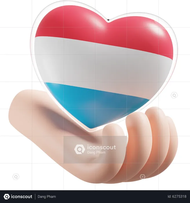 Heart Hand Care Flag Of Luxembourg Flag 3D Icon