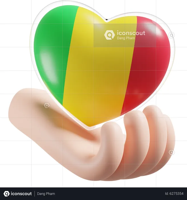 Heart Hand Care Flag Of Mali Flag 3D Icon