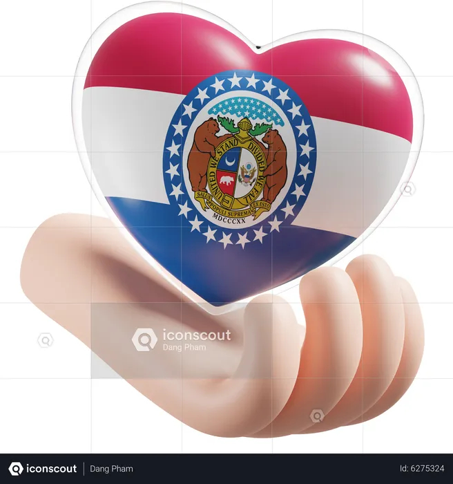 Heart Hand Care Flag Of Missouri Flag 3D Icon