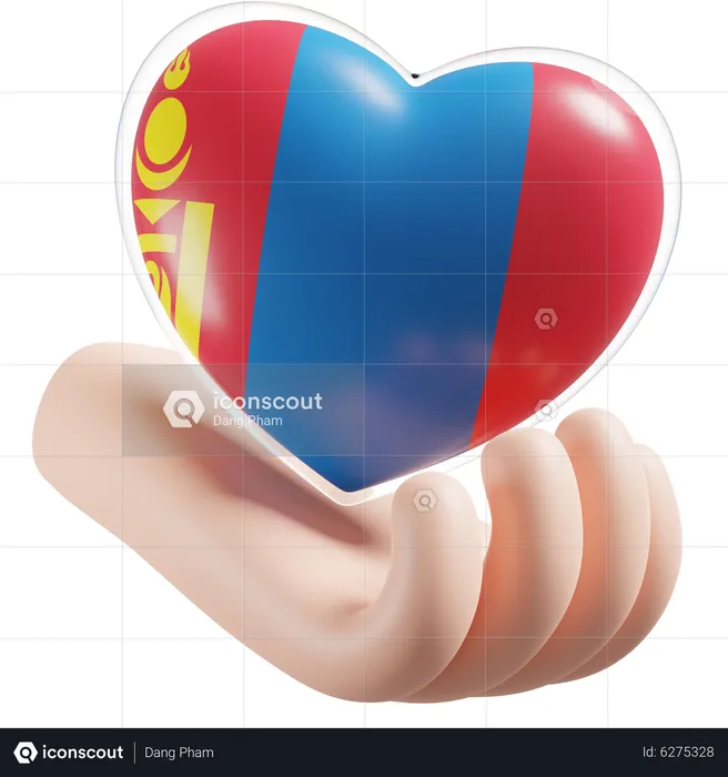 Heart Hand Care Flag Of Mongolia Flag 3D Icon