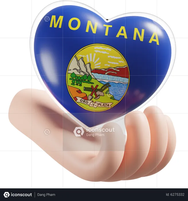 Heart Hand Care Flag Of Montana Flag 3D Icon