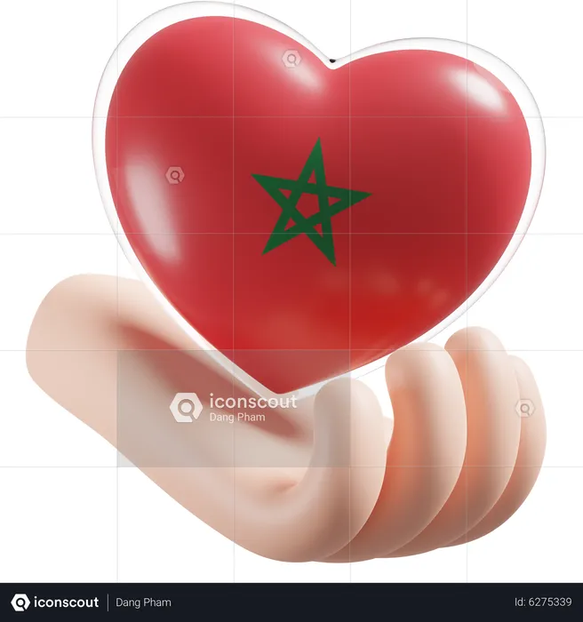 Heart Hand Care Flag Of Morocco Flag 3D Icon