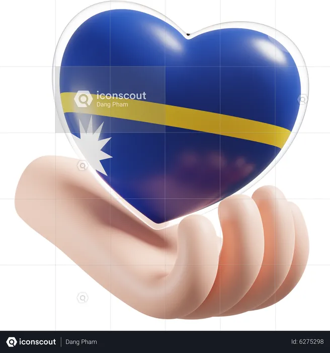 Heart Hand Care Flag Of Nauru Flag 3D Icon