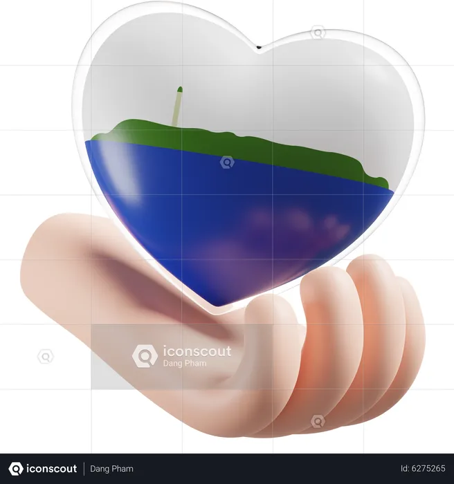 Heart Hand Care Flag Of Navassa Island Flag 3D Icon