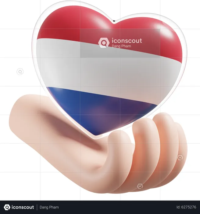Heart Hand Care Flag Of Netherlands Flag 3D Icon