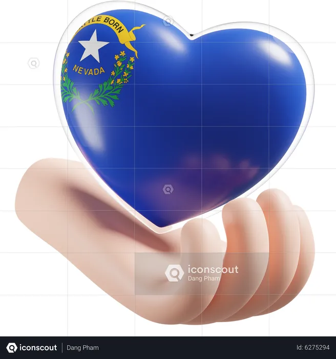 Heart Hand Care Flag Of Nevada Flag 3D Icon