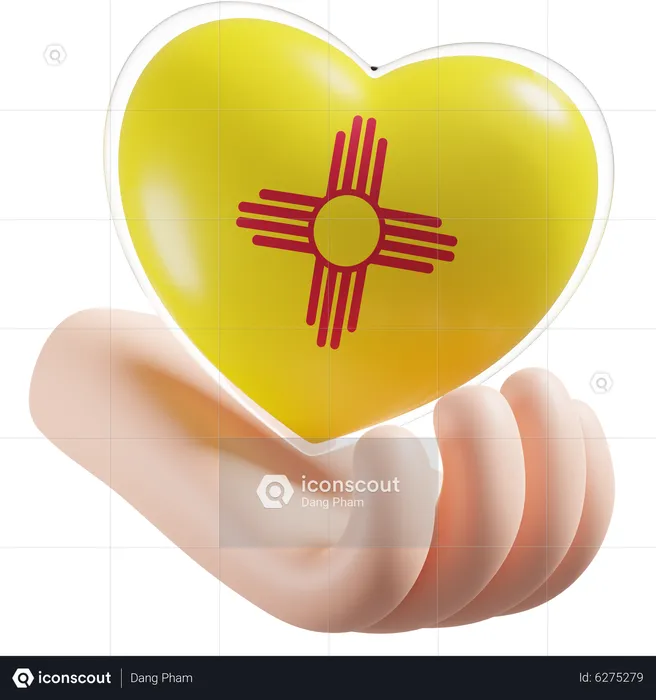 Heart Hand Care Flag Of New Mexico Flag 3D Icon