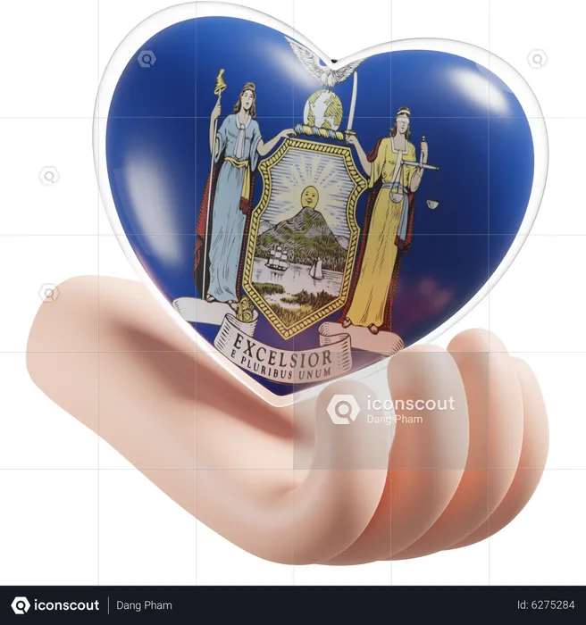 Heart Hand Care Flag Of New York Flag 3D Icon